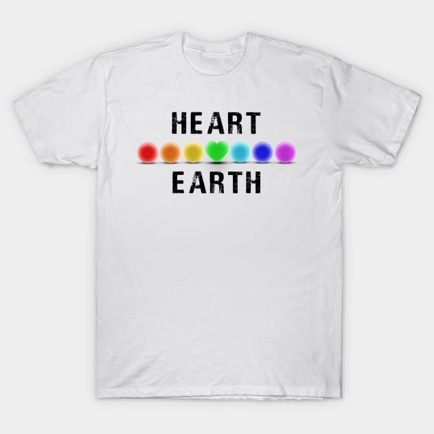 I Heart Earth Love Heart Rainbow Colors Save the Planet World Peace Earth Day T-Shirt by Chakra Shine